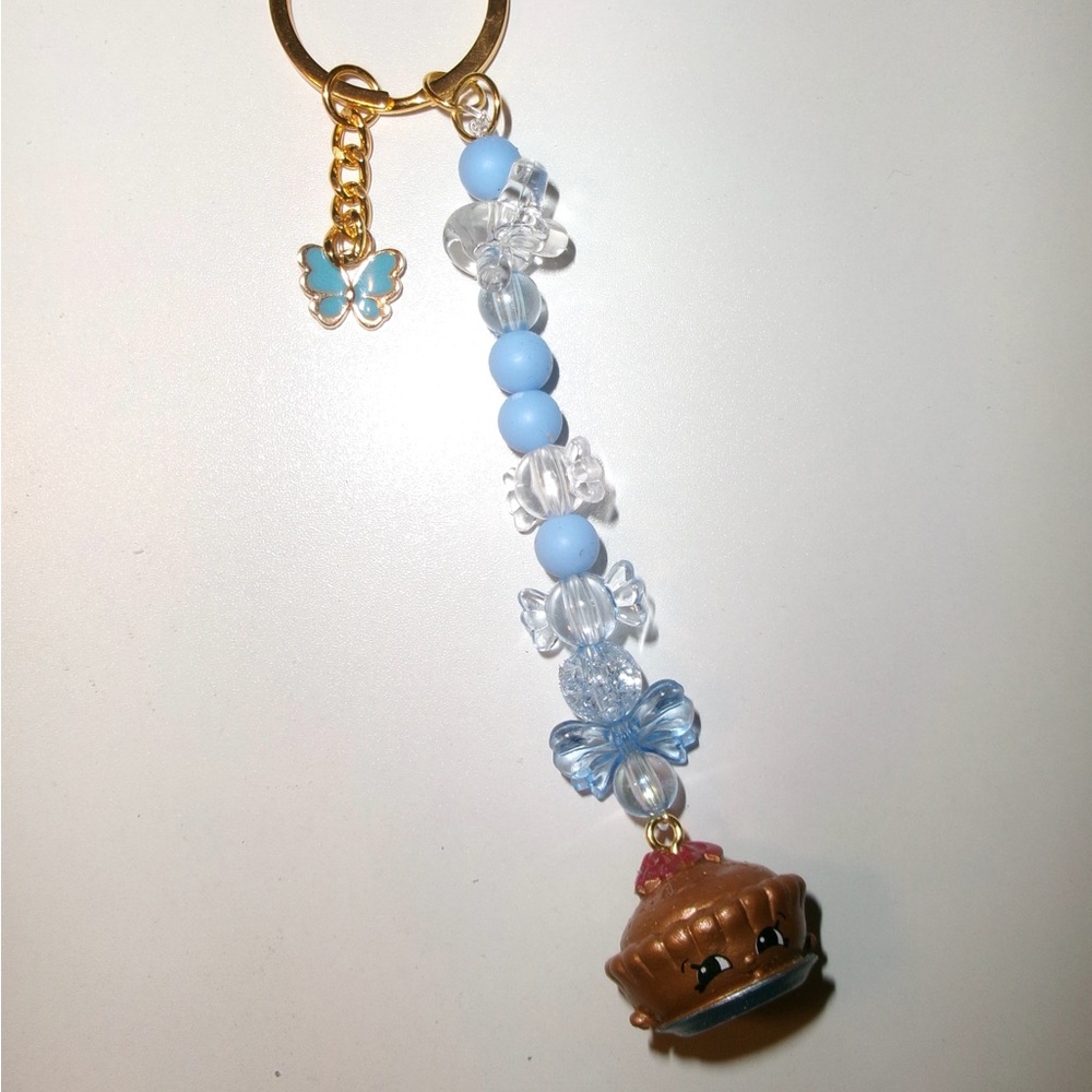 Charming Blue and Brown shopkins Keychain
